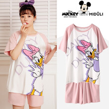 米度丽 孕妇睡衣春夏薄款纯棉5月份产后夏季孕妇家居服套装月子服 粉红 M