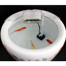陶瓷圆形鱼缸过滤器 圆形水缸吸便净水滤盒荷花缸鱼盆三合一增氧过滤器造浪泵循环水泵水族箱增氧泵潜水泵 小号 白色盒