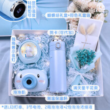 小猪吹泡泡机情人节礼物少女心照相机ins玩具儿童送女生男生生日礼物抖音网红同款 蝴蝶结礼盒+泡泡机+测温杯+独角兽灯+花束