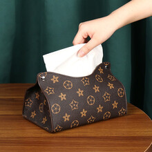 车载纸巾盒抽纸盒坐式创意高档北欧ins客厅厨房家用汽车用纸巾盒 咖啡花