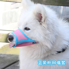狗狗嘴套宠物用品乱吃防叫防咬口罩止吠小大型犬泰迪金毛萨摩比熊 蓝条粉网嘴套【至臻版】 2XL【收藏加购，优先发货】