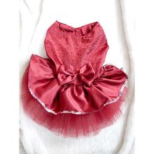 泰迪烫钻婚纱礼服宠物服装春夏装狗狗衣服博美比熊公主裙子 烫钻裙暗红色 XS