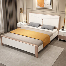 白色床实木床1.8米现代简约主卧床婚床拼色1.5m双人床高箱储物床 套餐九(床+10cm棕垫+1柜) 1500mm*1900mm  箱框结构