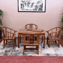 匠人塘红木家具非洲鸡翅木（学名：非洲崖豆木）茶桌椅组合实木茶桌功夫茶桌中式客厅办公室泡茶桌茶几茶台桌 118茶桌六件套(不带电热炉)