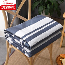 北极绒（Bejirog）水洗磨毛夏被空调被春秋被冬被床上用品家纺被子被褥单双人床宿舍薄被子被芯垫被 摩卡纹-蓝 150*200cm单人被-【适合裸睡 可机洗】