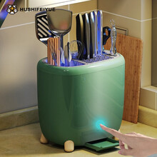 虎式飞跃 厨房置物架 智能消毒刀架紫外线刀筷架刀具砧板刀架家用小型多功能刀筷消毒架刀筷架烘干厨房用品 UV紫外线消毒+循环通风+可拆卸清洗【翠林绿】