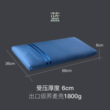 枕头低荞麦壳皮枕芯矮枕薄枕学生单人平枕头颈椎护颈枕大人成人硬枕 蓝(受压6后CM)