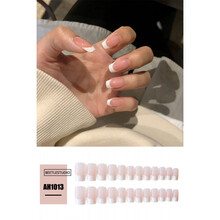 【24片】法式裸粉渐变超长梯形甲片自然服帖美甲片成品可拆卸网红甲片潮 AH1013