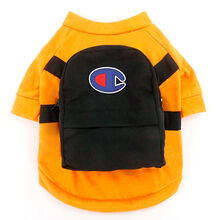 宠物衣服春夏新款狗狗衣服顺丰背包薄款法斗泰迪猫咪衣小型犬衣服 桔衣黑包双肩包(夏款) S