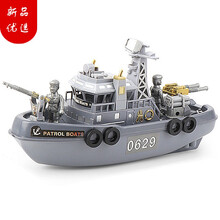 费雪（Fisher-Price)同款2021上新儿童军事船玩具电动海上轮船可下水小船模型洗澡戏水水上 【声光】军事船【可水上】 电池套装