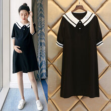 敏潮格伦孕妇装夏装2021新款孕妇连衣裙夏天时尚裙子夏季潮妈雪纺孕妇裙夏 824黑色孕妇款 L