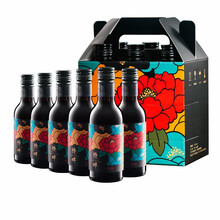 【桥畔旗舰店】小瓶红酒桥畔小桥10.8度赤霞珠美乐半甜红葡萄酒 网红迷你小支红酒礼盒装187ml 6瓶装