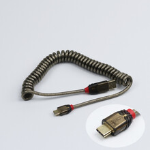 LINDY线USB2.0A公对Mini-B micro type-c螺旋数据线机械键盘客化 黑色type-c口 2m