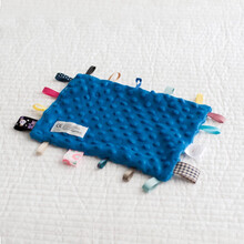 安抚巾婴儿豆豆毛绒可啃咬安抚睡眠哄睡陪睡神器宝宝标签玩具可入口0-1岁 深蓝色