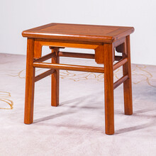 梨言 红木家具缅甸花梨（学名：大果紫檀）小凳子家用实木方凳换鞋凳小板凳小木凳小餐凳 上漆小号36*46*46