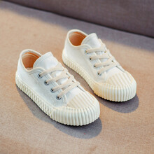 【京选优品】儿童帆布鞋女童布鞋2021新款男童一脚蹬懒人鞋春秋韩版板鞋小白鞋 白色 25 内长约16.0cm