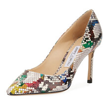 周仰杰（JIMMY CHOO ）女士ROMY 85 YDD系列蛇纹花色皮革高跟鞋 MULTI MIX 36.5