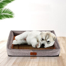 茨格曼 狗窝猫窝 夏季狗床小型犬中型犬凉席宠物窝大号狗狗垫子 小狗贵宾比熊泰迪狗窝狗垫用品 灰色L码（建议30斤内） *