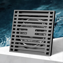 Vancoco防臭地漏铜卫生间浴室下水管道洗衣机两用防反水溢水地漏盖 方形栅格-哑黑