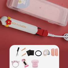 乾越卷发棒迷你夹板女便携式直卷两用卷发棒迷小型拉直板夹刘海神器熨板直发 象牙白【收纳盒+9+发带钢丝夹洗脸刷】