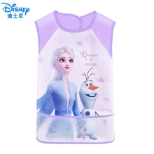 迪士尼 儿童罩衣夏男童女童无袖防水防脏饭兜宝宝吃饭衣卡通短袖围兜反穿衣 冰雪奇缘 SP79029 紫色 S码