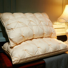 2021新款希尔顿同款枕头一对五星级酒店白鹅绒枕芯单人家用有助睡眠护颈枕 米黄色*2只【低枕】