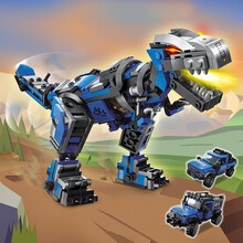 儿童玩具兼容乐高积木启蒙积木航空母舰军事益智拼装玩具男孩6岁以上积木拼插模型4-12岁生日礼物 机械恐龙【375颗粒】3种形态