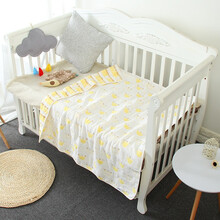 迪士尼定制新生婴儿童床单单件六层纱布盖毯宝宝纯棉被单春夏薄床上用品 六层皇冠 130*80