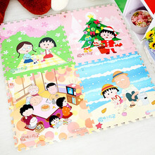 明德哆啦A梦卡通拼图地垫机器猫 hellokitty泡沫拼接爬行垫儿童学步爬爬垫加厚防滑防摔地板垫子 四季小丸子(1片价4片起拍)送边 60*60*1cm