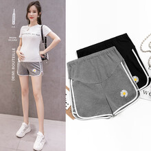 奕雅轩 孕妇短裤夏季外穿托腹休闲条纹安全裤时尚孕妈装夏天裤子 灰色 M