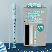 天鹅竖笛6孔高音C调德式乐器初学入门8孔小学生儿童六孔八孔笛子 海洋蓝【8孔】+全套赠品