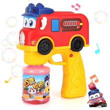 泰芬乐 儿童泡泡玩具抖音同款百变校巴车长歌德卡通全自动加特林泡泡枪带灯光音乐不漏液大瓶泡泡水 泡泡枪红