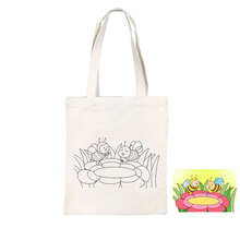 母亲节手工diy涂鸦帆布袋儿童绘画包幼儿园亲子活动定制环保袋子 藕色 大号图(小蜜蜂)