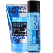 【节日送礼选择】欧莱雅男士护肤礼盒套装 水能保湿洗面奶乳液面霜 送男友朋友 春季滋润保湿 【无礼盒两件套】洁面+爽肤水