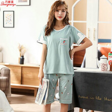 巧娇琪夏季棉质孕妇睡衣夏天薄款月子服产后哺乳喂奶衣产妇家居服套装 SH278绿 XL码建议115-135斤