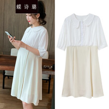 蝶诗璐 春夏装孕妇连衣裙洋气娃娃领小清新宽松雪纺裙夏天潮妈女孕妈装 图片色 M