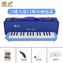 （老师指定）国光口风琴32键37键儿童中小学生用初学者自学入门课堂教学专业演奏级口吹琴乐器含吹管教材 【32键蓝色硬包+吹管+吹奏说明】