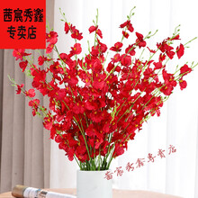 QCZM 仿真干花客厅餐桌装饰摆件轻奢花束高品质蝴蝶跳舞兰迎春假花摆设迎春假花束干花 红色跳舞兰10支