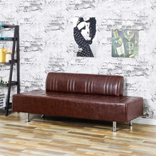 黎川 理发店沙发长条时尚发廊专用休息美容美发店等候区小沙发 深棕色130cm*60cm*38cm