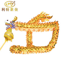 利特莱依-成人15节烫金黄色舞龙道具龙灯服装舞狮龙狮表演龙头布龙钢丝龙套装大游龙灯光夜光可定制