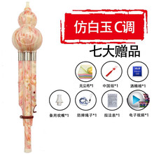 艺乐堂 云南胶木树脂葫芦丝c调降b调乐器成人儿童小学生初学者演奏防摔可拆卸 仿白玉C调-升级加钢套款【七大赠品】