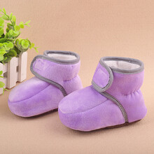 幸福六个色 厚款宝宝棉鞋婴儿鞋子0-6个月12女宝宝鞋秋冬季1岁软底不掉鞋袜学步棉鞋男 紫色 6-12个月