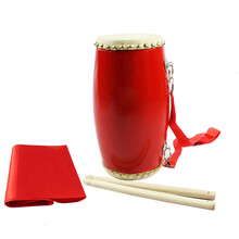 秦翔腰鼓15CM成人木质头层水牛皮腰鼓专业秧歌14厘米腰鼓12CM儿童腰鼓乐器 12cm腰鼓+鼓棒+背带+3米绸带