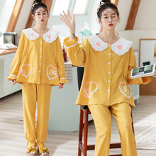 2021新款春秋纯棉月子服保暖孕妇睡衣长袖哺乳衣大码家居服侧开口喂奶衣 HYS1907#黄色 M码