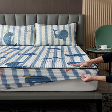 艺被乳胶凉席三件套床笠款床套学生宿舍上下铺0.9米1米1.2米1.35米1.5米1.8米夏天空调席 快乐小海豚 135*195cm加两个枕套