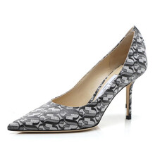 周仰杰（JIMMY CHOO ）女士LOVE 85 RJC系列灰黑拼色皮革高跟鞋 SILVER/BLACK 39