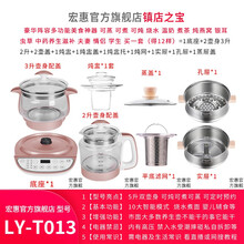 宏惠养生壶家用大容量中药壶煎药电烧开水壶多功能自动多用途3升养生锅蒸锅2升煮壶5L升组合套装带蒸笼格 T013标准版+2升壶身+1孔1实+炖盅+滤网