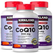Kirkland 柯克兰辅酶Q10 高含量300mg 美国原装进口辅酶q10软胶囊 强效护心 3瓶（宁波保税仓）