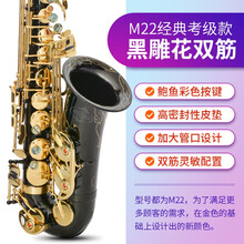 美音天使 降E调中音萨克斯乐器风管成人初学者专业演奏考级款大咖推荐 正规配置 M22经典考级款-黑雕花【双筋配置+送17礼】