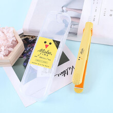 乾越卷发棒卡通电夹板直发器卷发棒迷你拉直卷两用不伤发内扣空气刘海直板夹 黄色+收纳盒